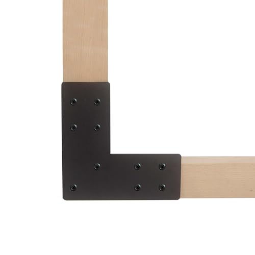 4packs Black L Brackets Corner Brace 90 Degree Right Angle Metal Heavy Duty Angle Bracket for Wood Furniture Shelf Cabinet Repair Support Joint Fastener with Screws 7.5x7.5x3” Large Connector - size: 4packs-Flat L shape