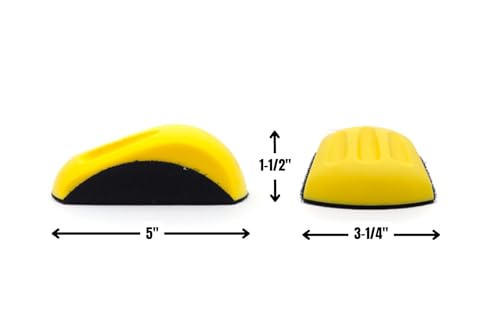 5 Pack - Ergonomic "Mouse" Hand Sanding Block for 5” Hook and Loop Discs for Sanding Moldings, Woodworking, Auto Body, Painting and Crafts