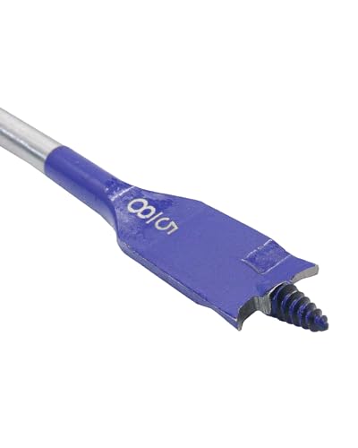 5/8" x 16" Long Wood Spade Drill Bit, Self-Feeding Flat Drill Bit with Blue Coating for Deep Drilling in Wood, Carpentry, and DIY Projects - size: 5/8"x16"