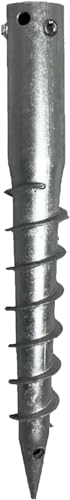 Ashman Ground Screw Round Posts (4 Pack), Outdoor No Dig Ground Screw Anchor with helical Spiral, 21" Inch Long - Fits Round Post & Flag Pole Base Ground Mount Screw in Post Stake, Mailbox Posts.