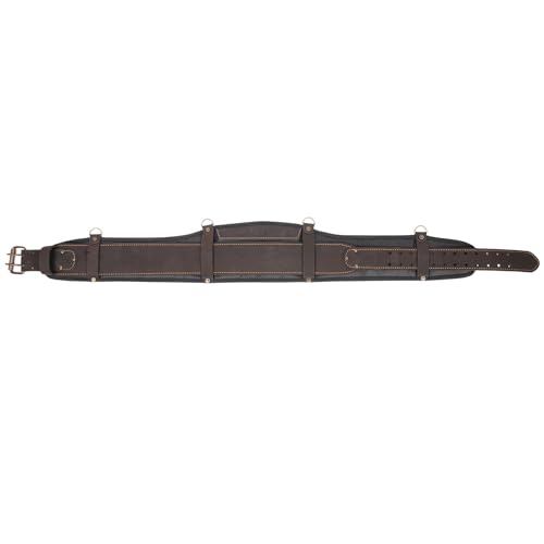 FESA Padded Leather Tool Belt with Back Support Have D-rings for Suspenders - color: Brown