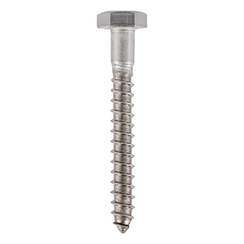 1/4 x 2 Stainless Lag Bolt (25-Pack) 18-8 Stainless Steel, Heavy Duty Hex Wood Lag Screw, ASME B18.2.1 Commercial/Industrial Grade by Makers Bolt - size: 1/4 x 2 (25 pack)