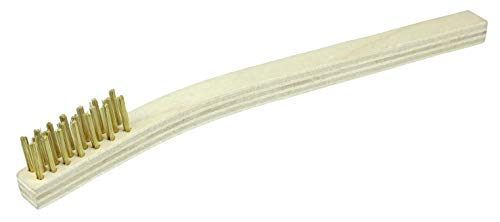 Weiler 44189 Small Hand Wire Scratch Brush, Brass Fill, Wood Block, 3 x 7 Rows, Made in The USA (Pack of 36) - size: 3 x 7 Rows, style: Straight Brass Wire