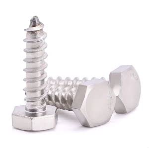 3/8 x 1-1/4" (10 pcs) Hex Lag Screws Bolts, 304 Stainless Steel 18/8, Hexagon Head Wood Screws for Heavy Duty Applications Like Deck Fence Floor - size: 3/8 x 1-1/4