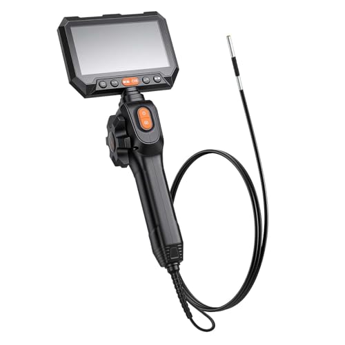 VEVOR Articulating Borescope with 0.15" Ultra Slim Lens, Two-Way Articulated Endoscope with Light, 5" HD IPS Screen, 8X Zoom, 5000mAh Inspection Camera for Auto, Tight Mechanical Spaces - size: 0.15-inch Probe