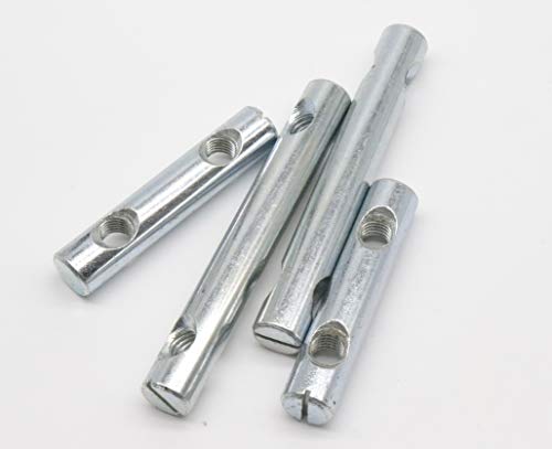 cSeao 6pcs Dual Holes M8 Barrel Nut Cross Dowels Slotted Nut for Furniture Beds Headboard Cribs, M8 x 60mm/ M8 x 90mm Barrel Nuts Kit