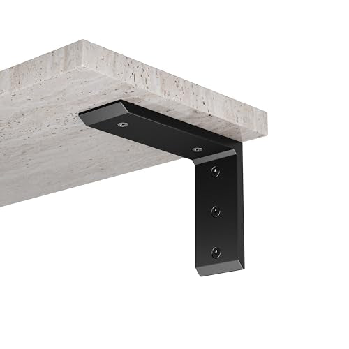 NEODROP 3-Pack 12 Inch Countertop Support Brackets, Heavy Duty L Brackets for Quartz/Wood/Laminate/Granite Countertops | 3/8" Thick Metal Steel | Frosted Black Powder Coated - size: 12 Inch, style: 3 Pack