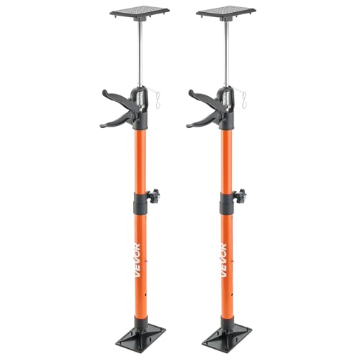 VEVOR Cabinet Jack Support Pole, 2-Pack, 20.8-45.3 Inch Steel Telescopic Quick Support Rod, Adjustable 3rd Hand System up to 154 lbs Capacity for Installing Cabinets, Lifting Drywall, Cargo Bars - style: 20.8"-45.2" 2PC