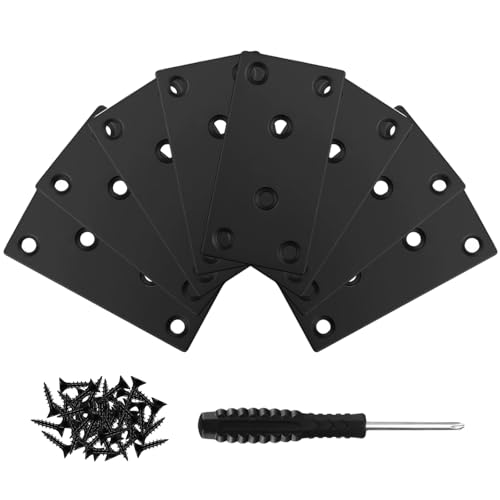 8Pcs Black Mending Plate - 3.15"x1.57", Stainless Steel Flat Metal Brackets Straight Metal Plate Wood Connector Brackets Fixing Brace Joining Plates for Furniture Shelves Fasteners - size: 3.15"x1.57"