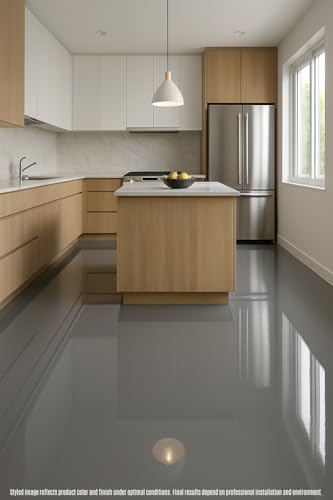 BP Resins: Single Shot |100% Solids Epoxy Resin Kit (3 Gallon) Solvent-Less, Two Component Gloss Coat Finish- Low VOC! Industrial Use, Garages, Floors, Wood, Acrylic & More!(MEDIUM GRAY) + FREE MIXER! - color: MED GRAY - 3 GAL
