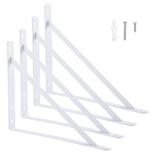 HOME MASTER HARDWARE 20x13 Inch Heavy Duty Shelf Brackets, White 4 Pack - color: White, size: 20 inch x 13 inch-4pcs
