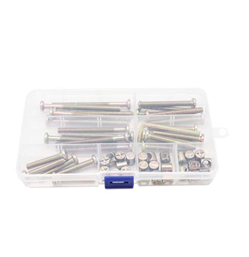 Baby Crib Hardware Replacement Parts, 50pcs Zinc Plated Hex Socket Cap Bolts Barrel Nuts Set for Crib Cot Chairs Bed Furniture, M6 x 35mm/ 45mm/ 55mm/ 65mm/ 75mm - size: 25-Pack M6x35/45/55/65/75mm