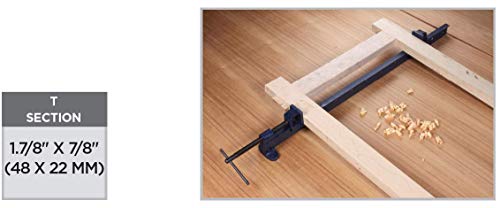 Groz 60-Inch T-Bar Clamp, 54" Clamping Capacity, Cold-Drawn Steel T-Section, Malleable Iron Head, Acme Screw, Pin-Locking Sliding Head for Heavy-Duty Woodworking and Glue-Ups (39102) - style: 60 Inch