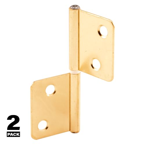 Prime-Line N 7025 Bi-Fold Door Hinges, Non-Mortise Style, Brass Plated (1 Pair) - size: 1 Count (Pack of 1)
