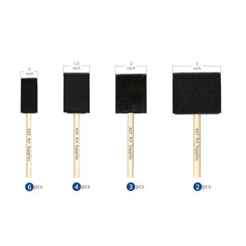 XDT Foam Paint Brushes 15Pc Set, Sponge Paint Brushes for Staining, Crafting & Painting- Durable Foam Brushes and Sponge Brushes Set - size: Foam Brush Assorted