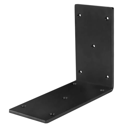 4 Pack 6" Black Steel L Angle Bracket for 4x4 Post, Heavy Duty Corner Brace