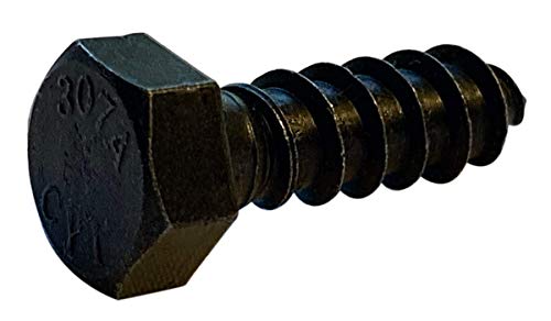 Small Parts 5032LB 1/2" x 2" Hex Lag Screw Gimlet Point Black Oxide (Pack of 10)