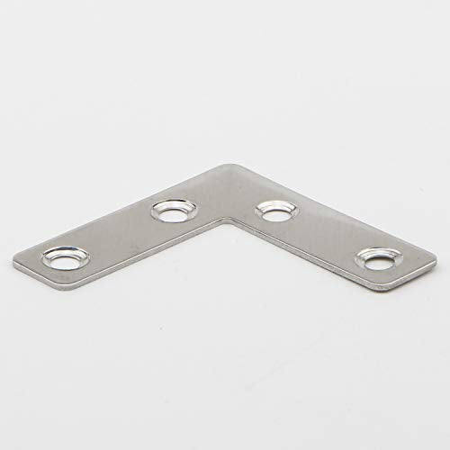 4 Holes Angle Plate Corner Brace Flat L Shape Repair Bracket Connector Fixing Repair Plated Joint Bracket Wooden Furniture Fixture Protector 50mm x 50mm / 2 x 2 inch, Pack of 20