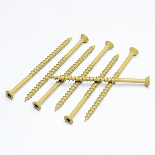 Deck Screws 3 Inch, Wood Screws #10x3, 319 PCS 5lb, Rust Resistant Exterior Epoxy Coated Outdoor Decking Screws, Torx/Star Drive Head Deck Screw, T25 Star Bit Included, Tan by EASTPUK - size: #10 x 3", style: 5LB