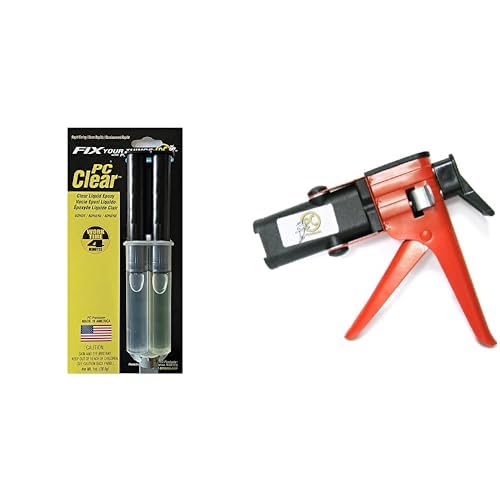 PC-Bundle Includes (2) PC-Clear Epoxy Adhesive Liquid, 1oz Double Syringe, Clear & (1) PC Products Epoxy Adhesive Dispensing Gun, PPM-50 Standard 50ml - size: 1 oz Double Syringe, 2-Pack & Dispensing Gun