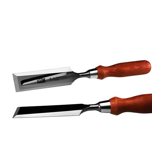6 Piece Bevel Edge Wood Chisel Set 1/4'(6mm), 3/8'(10mm), 1/2'(12mm), 5/8'(16mm), 3/4'(20mm), 1'(26mm) with rosewood Handles, Stainless Steel Ferrules, mirror polishing finished, wooden box packing