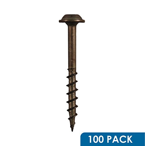 Rok Hardware #8 x 1 Pocket Hole Deck Screws Square Drive Round Washer Head Wood Deep Coarse 100 Pack