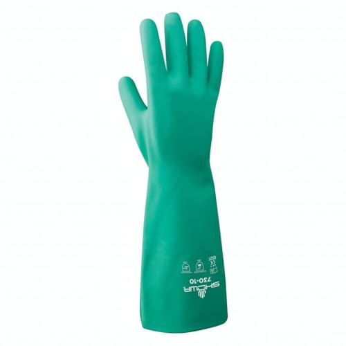 SHOWA 730 Chemical Resistant Glove, 15-mil Nitrile, Medium, Vending 12-Pack - size: Medium, style: Vending 12-pack