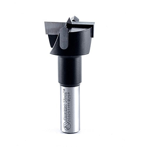 Amana Tool - 203251 Carbide Tipped Hinge Boring Bit R/H 25mm Dia x 57mm Long x 10mm Shank - size: R/H 25mm Dia x 57mm Long x 10mm Shank