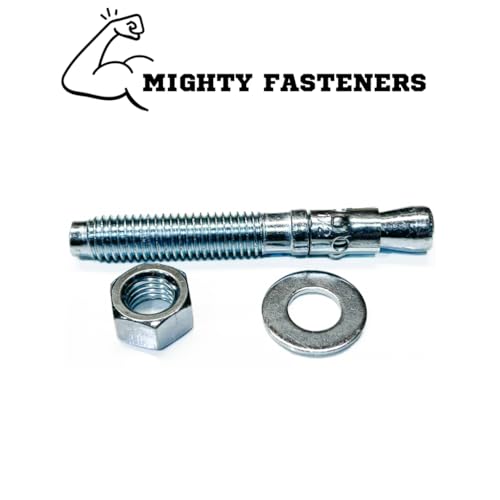 MIGHTY FASTENERS Zinc-Plated Steel Wedge Anchors, 1/2" X 3-3/4" - Heavy-Duty Mounting Bolts for Concrete - 25 Pack - size: 1/2" X 3-3/4"