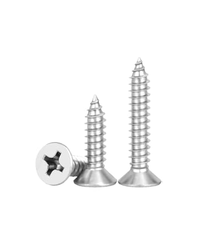 #8 x 1/2" (100 Pack) Flat Head Phillips Drive Screws Sheet Metal Self-Tapping Screws, 304 Stainless Steel Screw - size: #8 x 1/2"