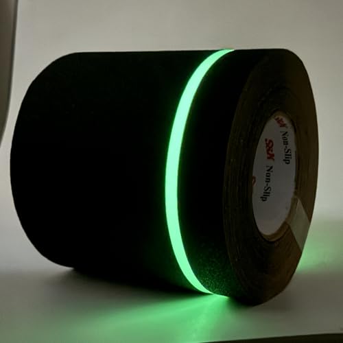 S&X Anti Slip Tape 6in x 60ft Glow-in-the-Dark Grip Tape for Stairs & Ramps - color: Black/Glow-in-the-Dark, size: 6" X 60'