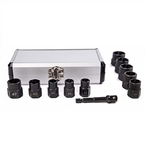 10Pcs Bolt Extractor Damaged Nut Remover Set,Broken Screw Nut Bolt Extractor Kit Stud Extractor Locking Socket Tools Kit,Drive Socket with Storage Case 9-19mm