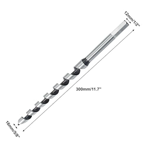 Wood Auger Drill Bit 5/8" x 11.7" with 1/2" Hex Shank, 2Pcs - size: 5/8" x 11.7"