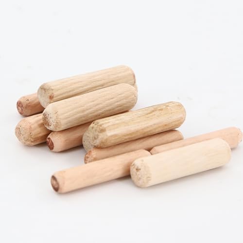 Wooden Dowel Pins,200 Wooden Pegs with Grooves, Dowel Pins,Suitable for Furniture Carpentry and Handicraft Making (M6 , M8)