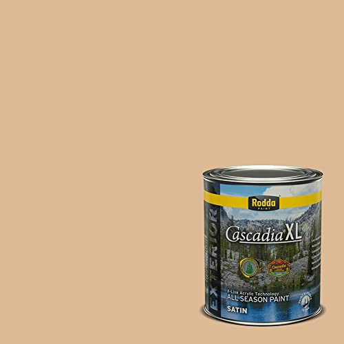 Rodda Paint CASCADIA XL Exterior Satin Paint & Primer in One, Quart, Beeswax - color: Beeswax, size: 32 Fl Oz (Pack of 1)