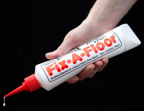 Pack of 2 - The Original Fix-A-Floor Squeezy All-in-One Repair Adhesive for Loose, Hollow, Creaky Tiles & Wood. Just Drill & Fill! Easy Squeezy! Made in The USA!