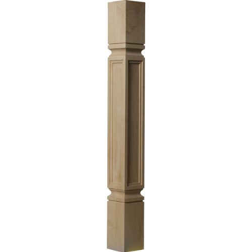 Ekena Millwork COL03X03X35KECH Kent Raised Panel Cabinet Column (Top Block: 6 1/8", Bottom Block: 7 1/8"), 3 3/4"W x 3 3/4"D x 35 1/2"H, Cherry - color: Cherry, size: 3.75-in. W x 3.75-in. D x 35.5-in. H