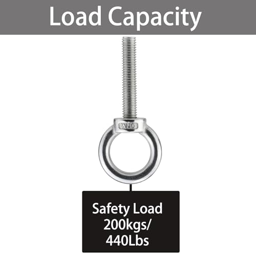 M10 Stainless Steel Eye Bolt with Nuts 4 Pack M10 x 50mm (3/8" x 2 inch) - size: M10x50mm (3/8"x2")