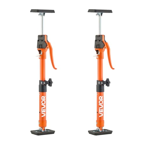 VEVOR Cabinet Jack Support Pole, 2-Pack, 15.75-23.6 Inch Steel Telescopic Quick Support Rod, Adjustable 3rd Hand System up to 220 lbs Capacity for Installing Cabinets, Lifting Drywall, Cargo Bars - style: 15.75"-23.6" 2PC
