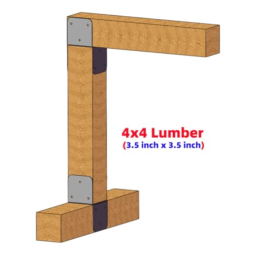 4 Pcs Black 4x4 Deck Post Caps & Tie Brackets, 14 Gauge Steel Post Anchor Connectors for Metal to Wood Posts
