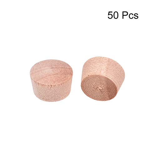 uxcell Wood Button Top Plugs 15/32 Inch Wood Color Hardwood Furniture Plugs 9/25 Inch Height 50 Pcs - size: 15/32"x9/25"