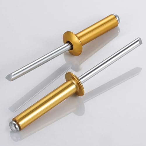 Wensilon (130 Pcs)1/4"x5/8" Golden Aluminum blind pro Rivets,Golden Aluminum Grip and Steel Mandrel - color: Golden Aluminum, size: 1/4"x5/8"