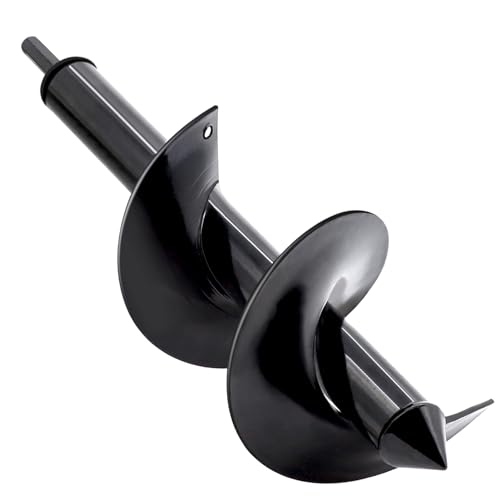 TCBWFY 4x12 Inch Garden Auger Drill Bit for Planting, Spiral Hole Digger for Flower Bulbs, Bedding Plants and Seedlings, Earth Auger with Hex Shank for Adjustable Drill Chucks - size: 4"x12"-Black