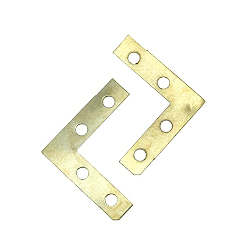 50Pcs Corner Brace 4 Holes Flat Corner Braces 1.5" x 1.5" (Gold) - style: Gold