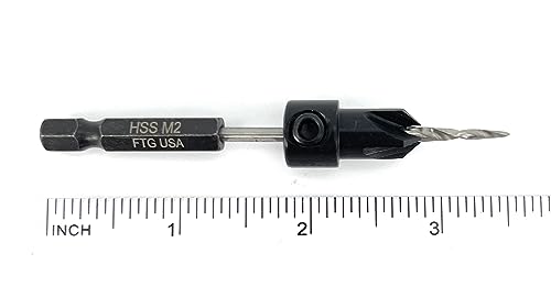 FTG USA #4 (7/64") Countersink Drill Bit for Wood with Tapered Drill Bit - size: #4, style: w/o Depth Stop
