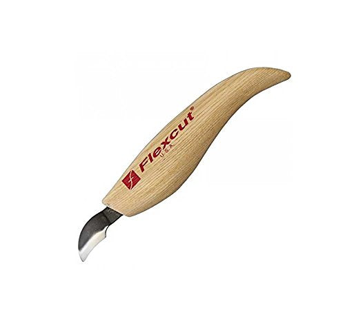 FLEXCUT Left-Handed Hook Knife, with High-Carbon Steel Blade, Ergonomic Ash Handle, (KNL26) - style: Left-Handed Hook Knife, 7/8 Inch