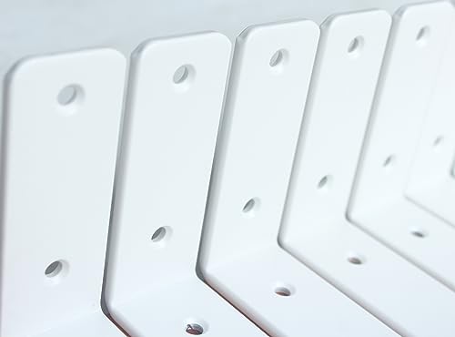 4 Pack - L 6" x H 4" x W1.5, 5mm Thick White L Shelf Bracket, Iron Shelf Brackets, Metal Shelf Brackets, Floating Shelf, Shelf Supports with Screws - size: 6''x4'', style: White 4 Pack