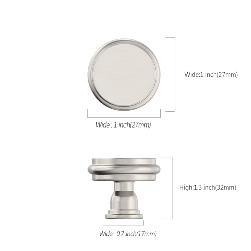 Amerdeco 10 Pack Brushed Satin Nickel Cabinet Knobs 1.3 Inch(32mm) Single Hole Zinc Solid Kitchen Cabinet Handles Round Cabinet Drawer Pulls - color: Brushed Satin Nickel, size: 1.3"/32MM Single Hole
