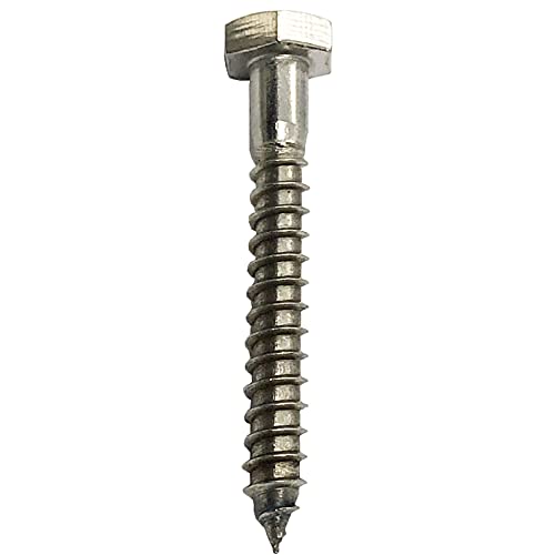 1/4" x 2.5" 304 Grade Stainless Steel lag Screws, Hex Head Fasteners, Stainless Steel Screw. Use as Construction, Wood, Metal, lag Screw or mounting Screws Fasteners Lag Bolts (25)
