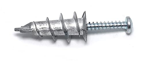 CONFAST Zinc Self-Drilling Metal Drywall Anchors Kit with Screws, 200 Pieces (100 Anchors + 100 Pcs 1" Screws), #8 Wall Anchors for Drywall, Sheetrock, and Hollow-Wall Installation